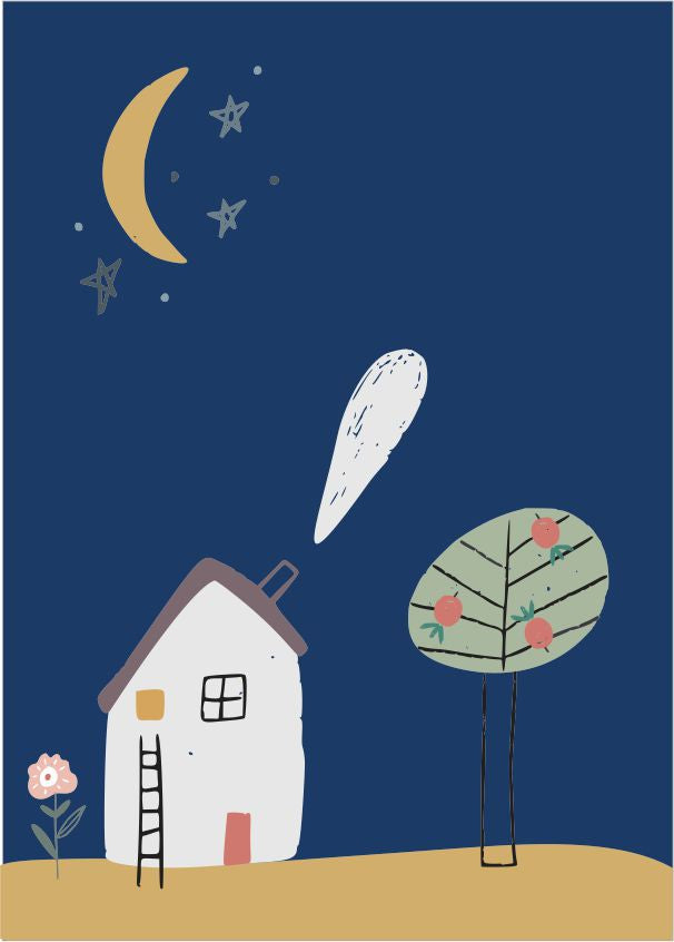 Quadro Infantil Casinha a noite