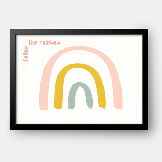 Quadro Infantil follow the rainbow rosa