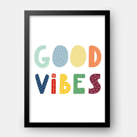 Quadro Infantil Good Vibes colorido