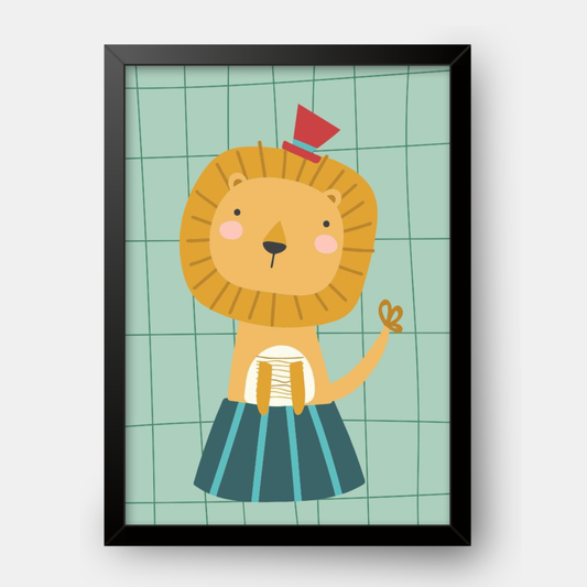 Quadro Infantil Leão de cartola