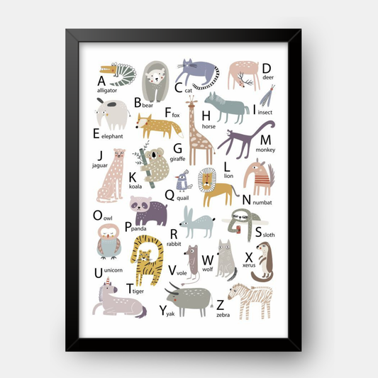 Quadro Infantil Alfabeto com animais