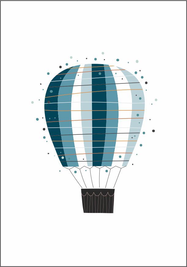 Quadro Infantil Balão Bolinhas Azul