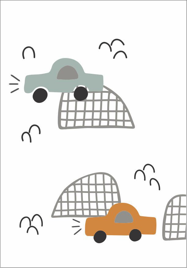 Quadro Infantil Carros Montanhas