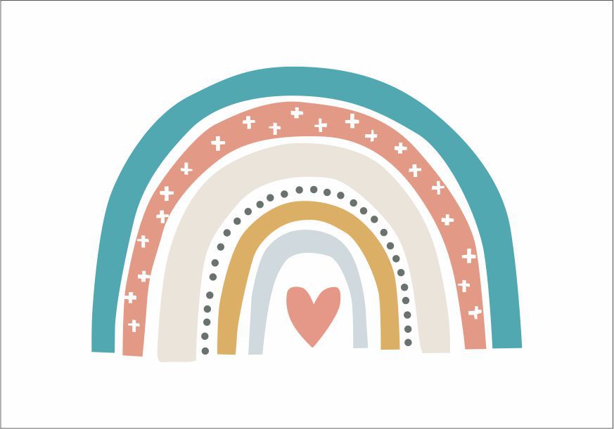 Quadro Infantil Arco Íris coração