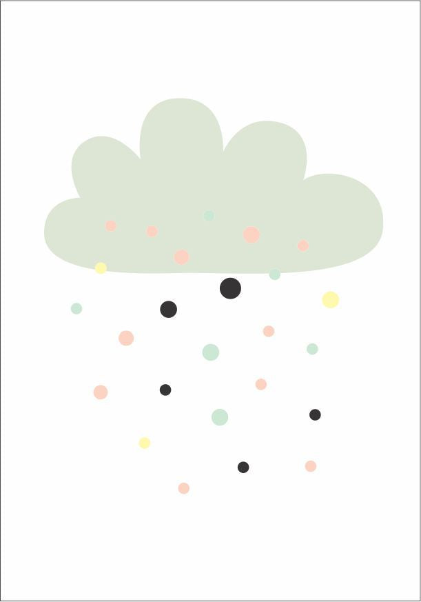 Quadro Infantil Chuva de Bolinhas