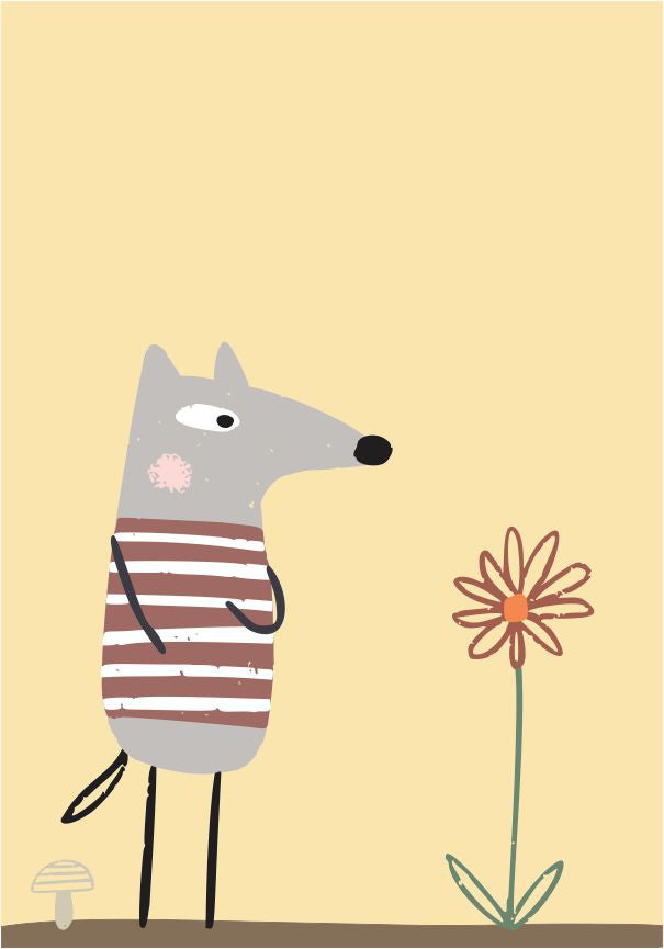 Quadro Infantil Lobo e flor