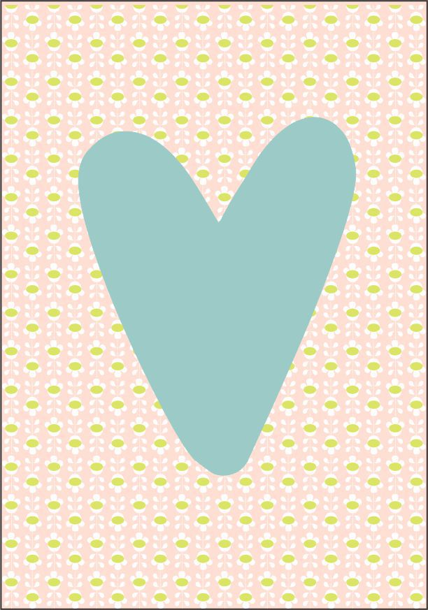 Quadro Infantil Coração rosa fundo azul