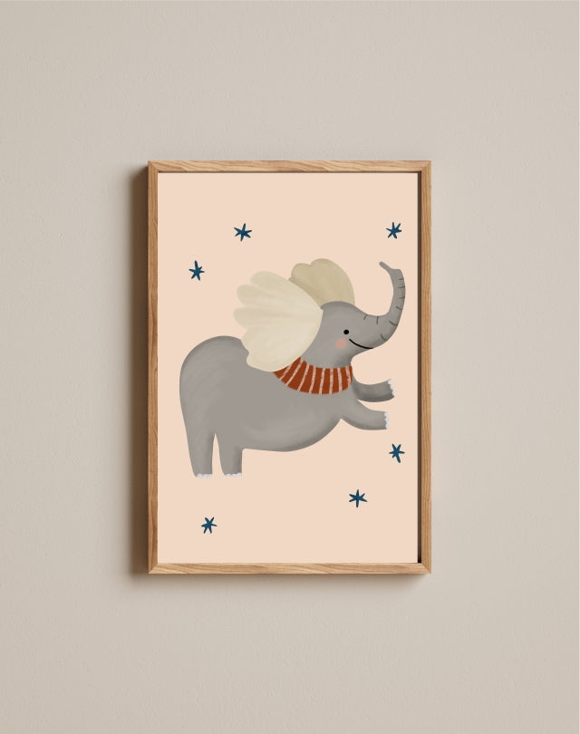 Quadro Aquarelado Elefante Voador
