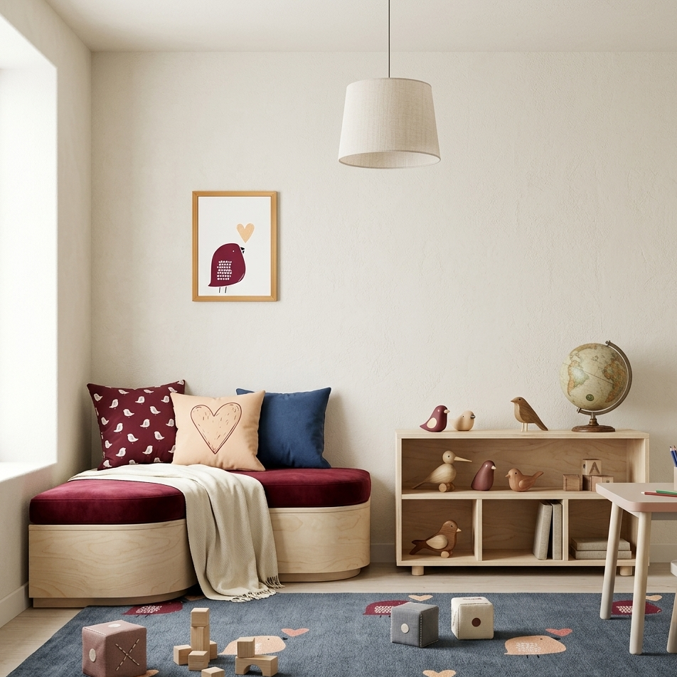 Quadro Infantil Passarinho Coração rosa