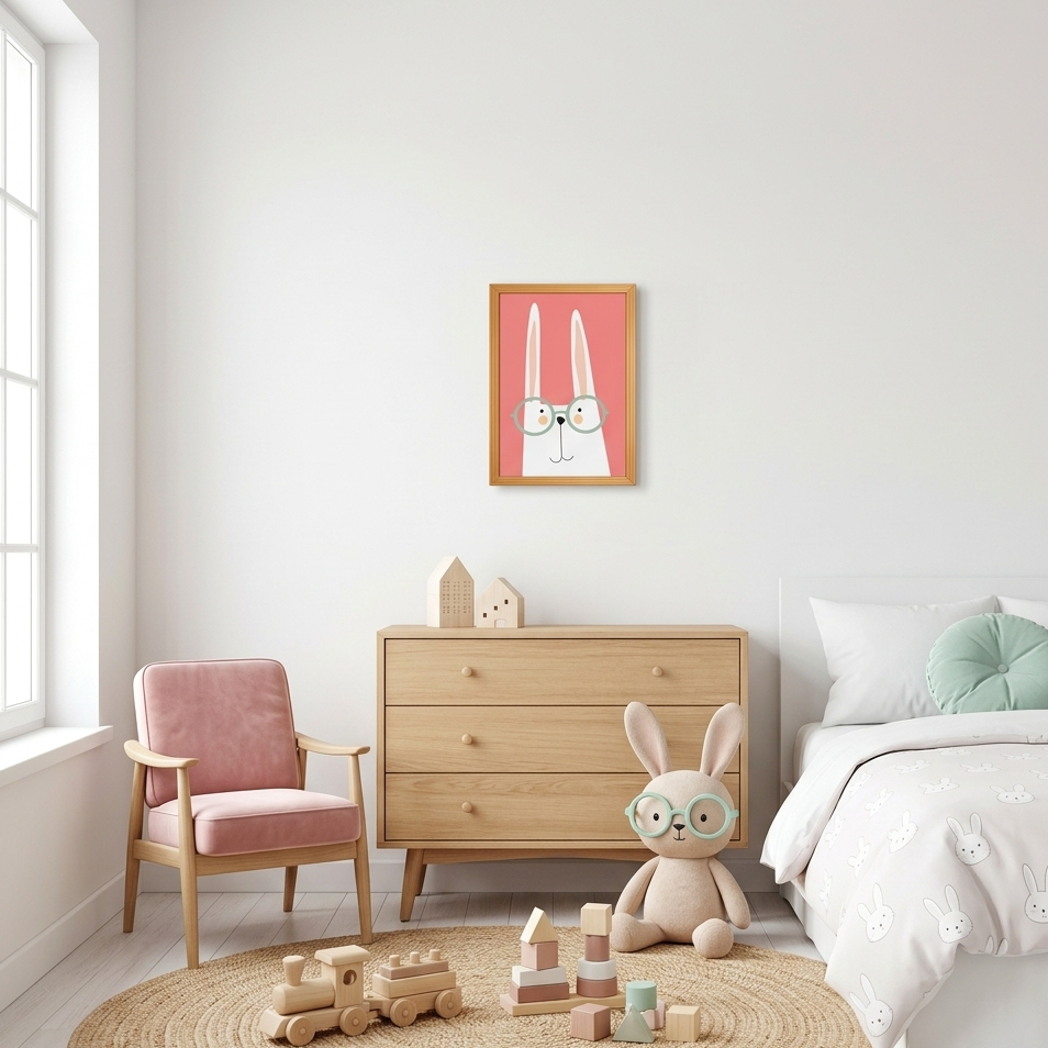 Quadro Infantil Coelho Rosa