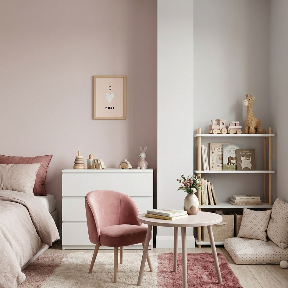 Quadro Infantil I Love You rosa
