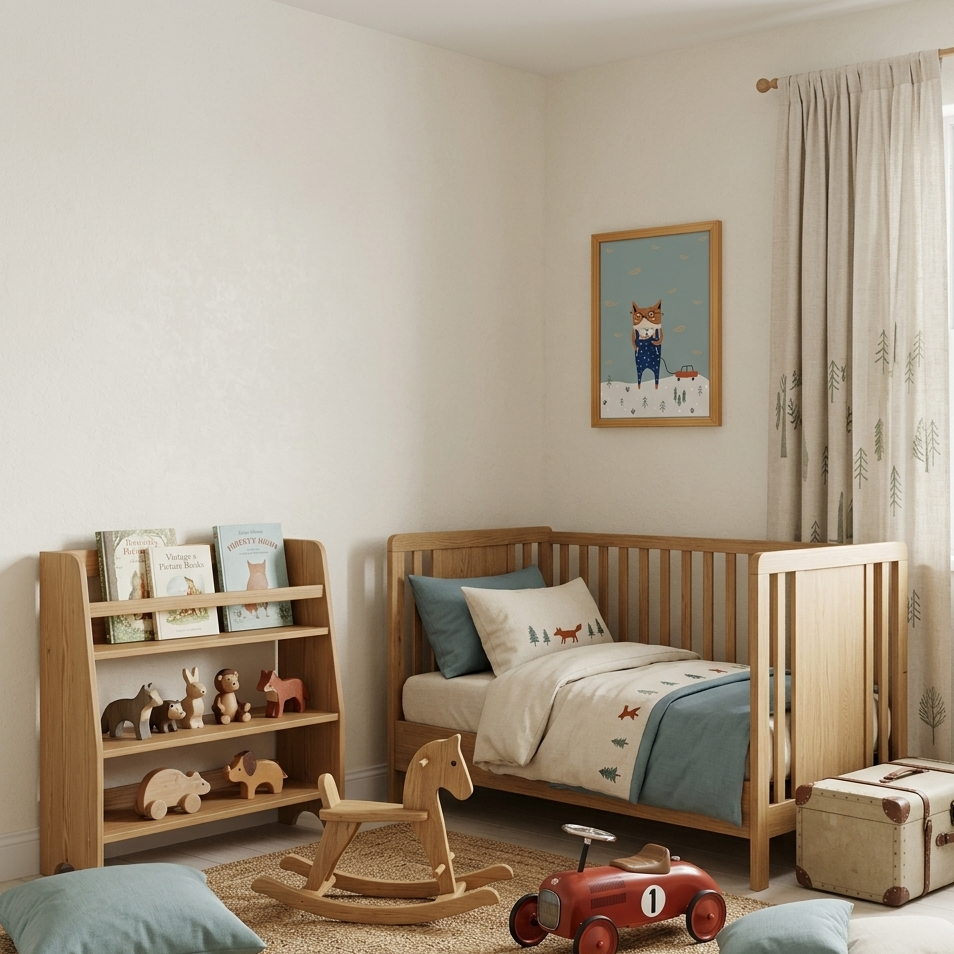 Quadro Infantil Gatinho brincando com carrinho