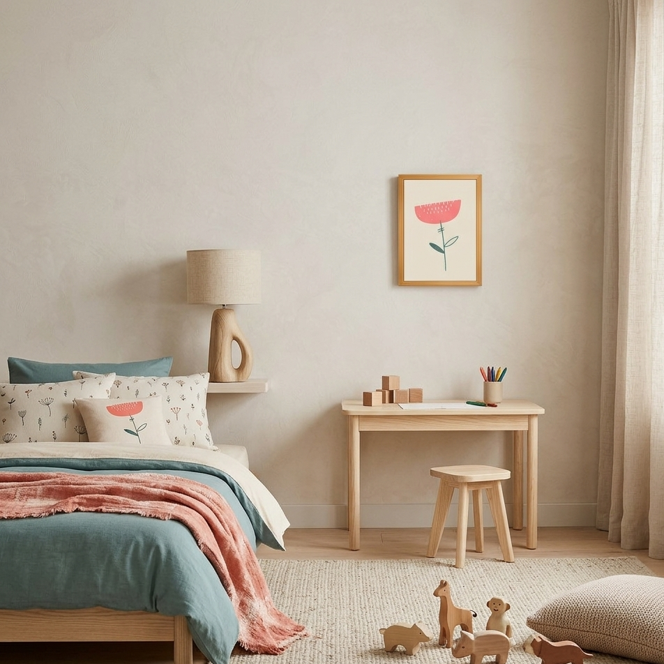 Quadro Infantil Flor rosa