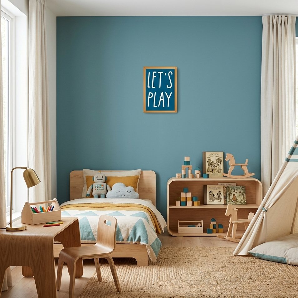 Quadro Infantil Lets Play azul