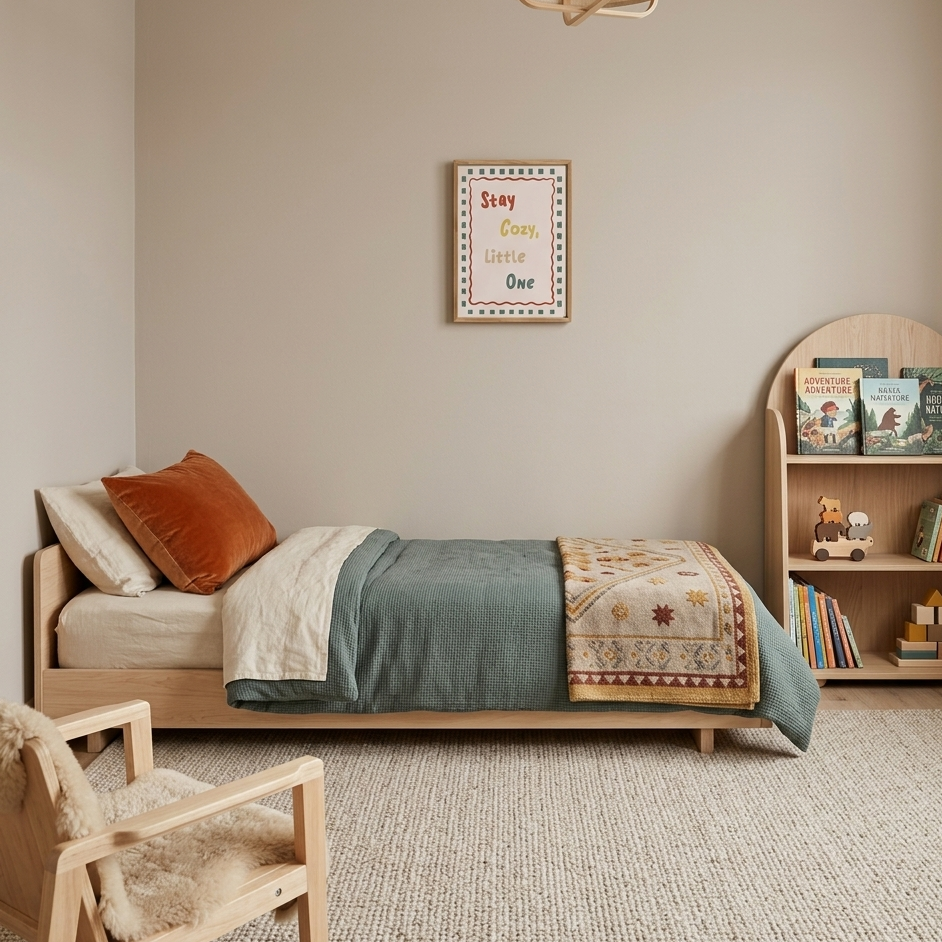 Quadro Aquarelado Frase Stay Cozy Little One