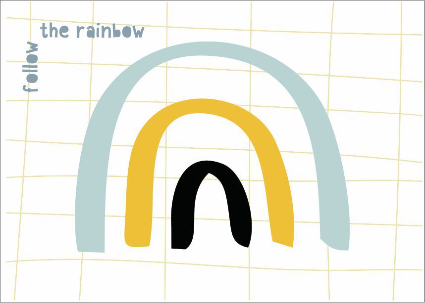 Quadro Infantil follow the rainbow azul