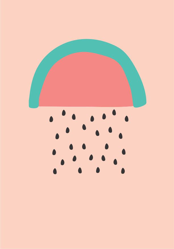 Quadro Infantil Chuva de Melancia rosa
