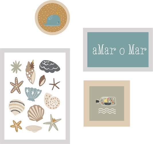 Composição de Quadros e Bastidor Tema O Mar