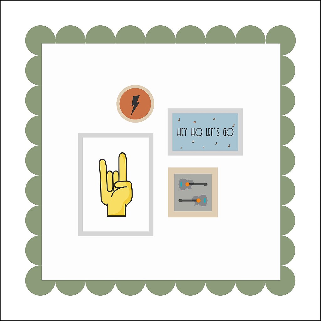 Composição de Quadros e Bastidor Tema Rock