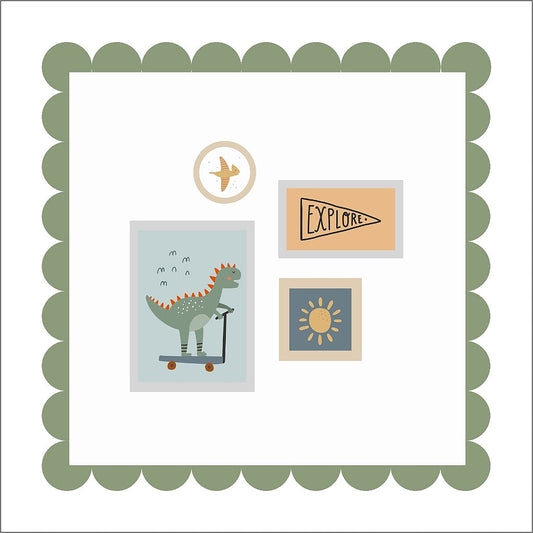 Composição de Quadros e Bastidor Tema Dinossauro