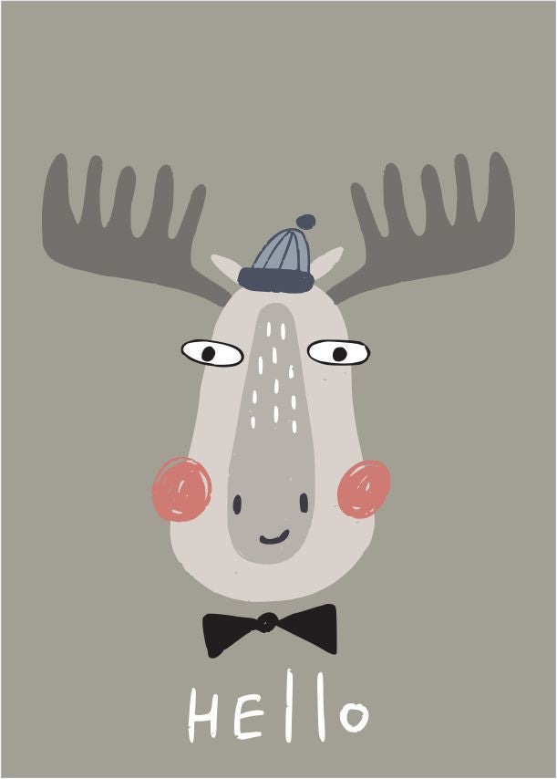 Quadro Infantil Alce - Hello