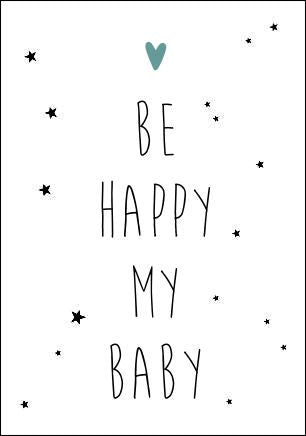 Quadro Infantil Be Happy my Baby Azul