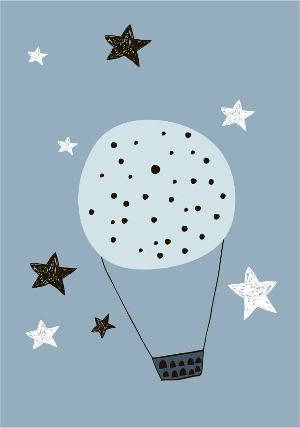 Quadro Infantil Balão Estrelado azul