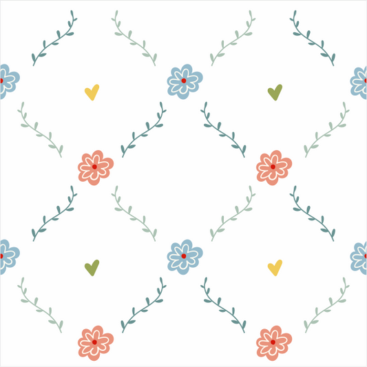 Papel de Parede Folk - Azulejo Floral