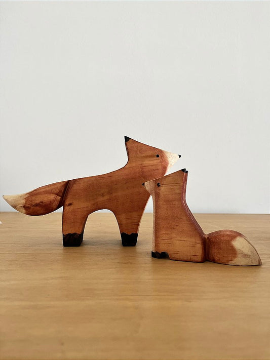 Adorno Dupla Raposinha Madeira