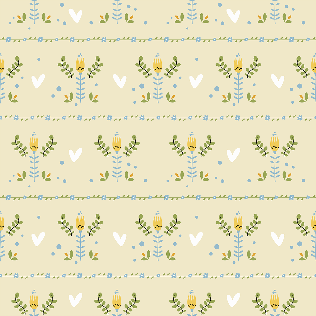 Papel de Parede Folk - Flor e Amor