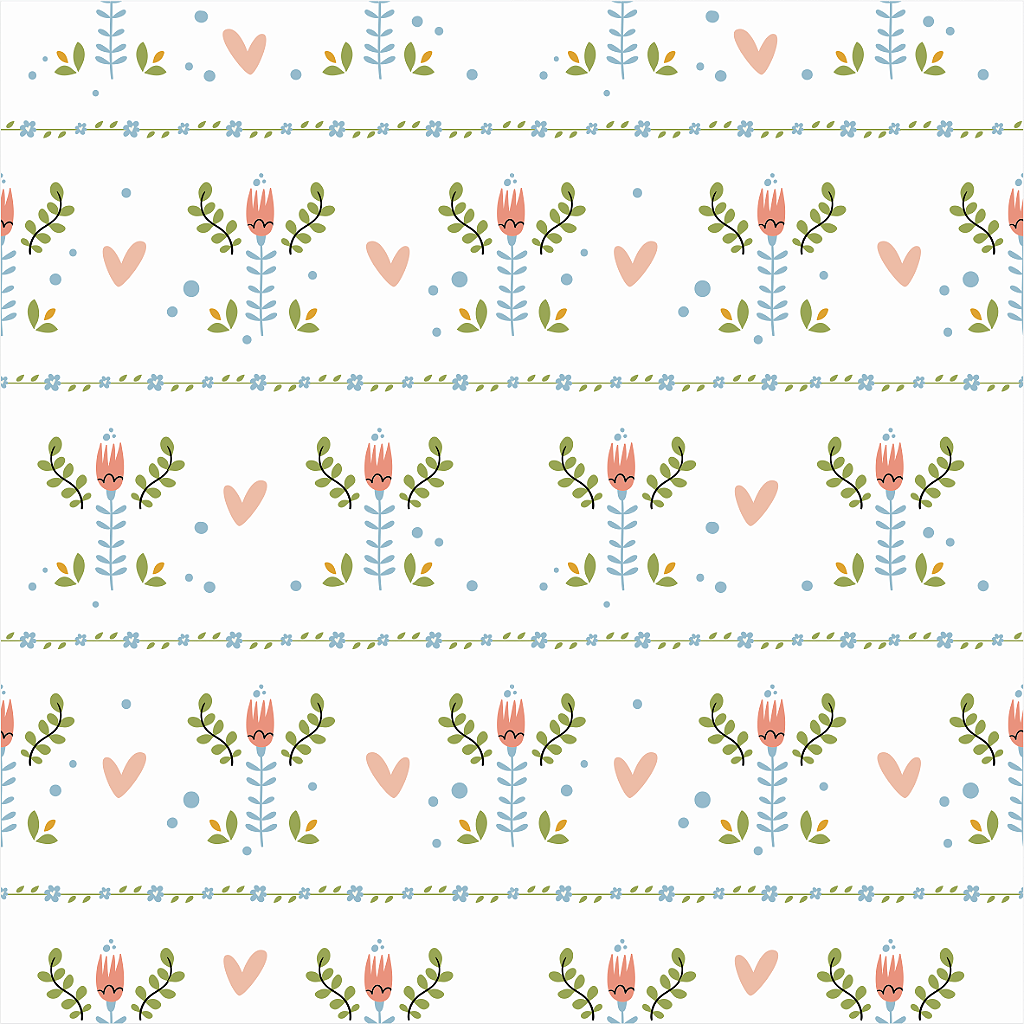 Papel de Parede Folk - Flor e Amor