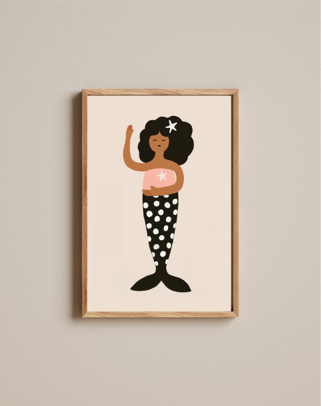 Quadro Aquarelado Sereia Morena