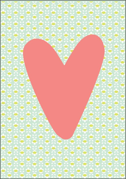 Quadro Infantil Coração azul fundo rosa
