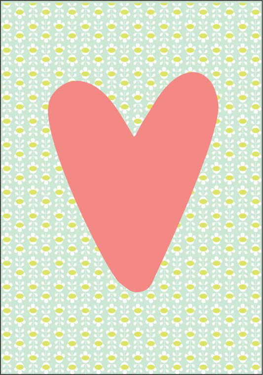 Quadro Infantil Coração azul fundo rosa