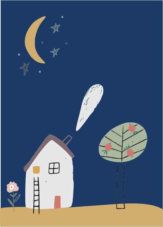 Quadro Infantil Casinha a noite