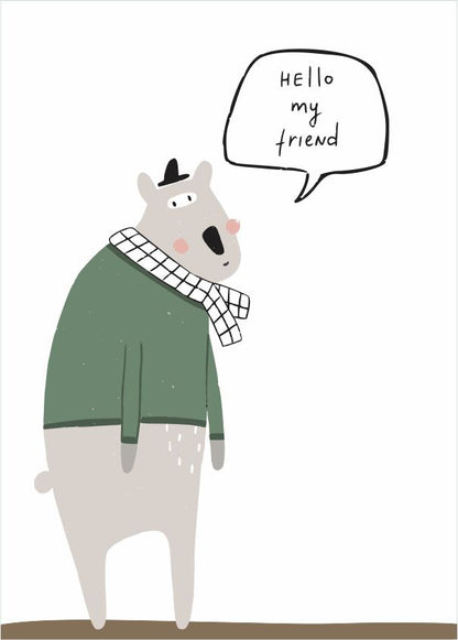Quadro Infantil Urso "Hello my friend"