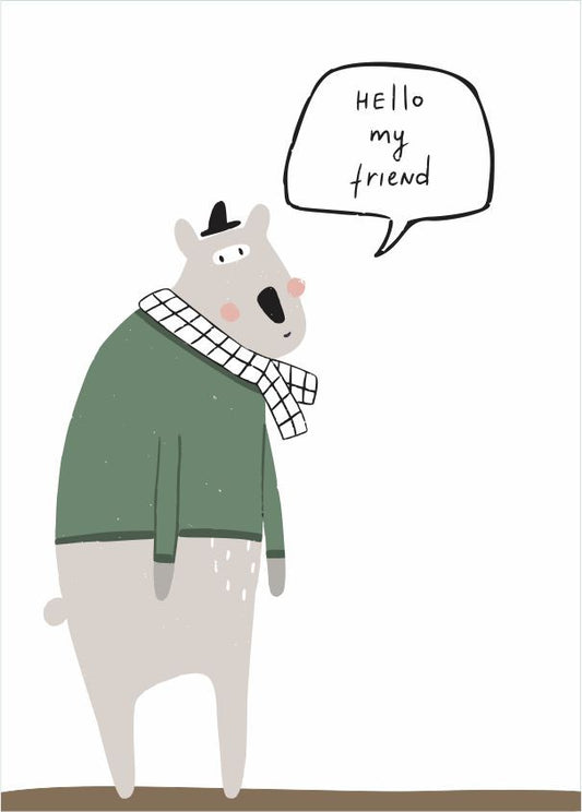 Quadro Infantil Urso "Hello my friend"