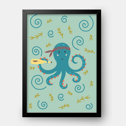 Quadro Infantil Polvo azul