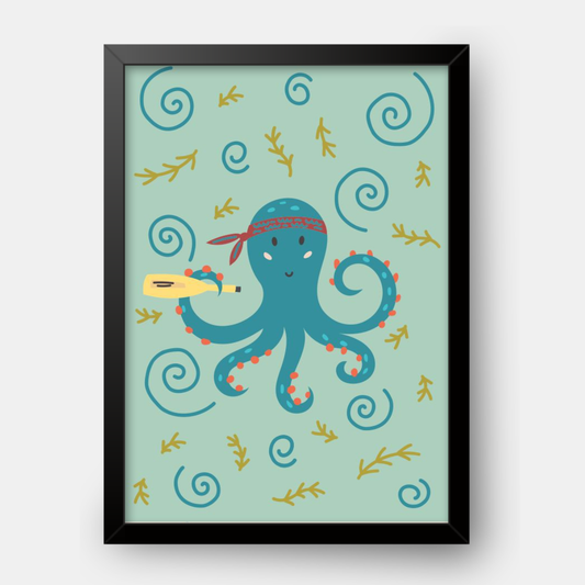Quadro Infantil Polvo azul