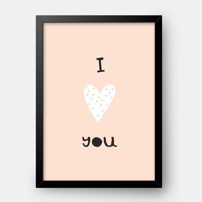 Quadro Infantil I Love You rosa