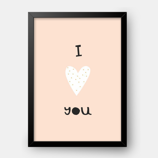 Quadro Infantil I Love You rosa