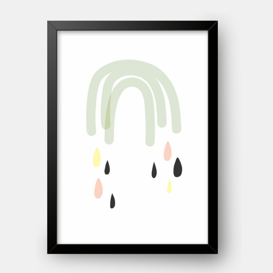 Quadro Infantil Arco Íris Cinza