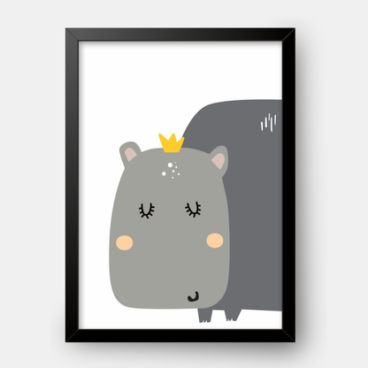 Quadro Infantil Hipopótamo Coroa