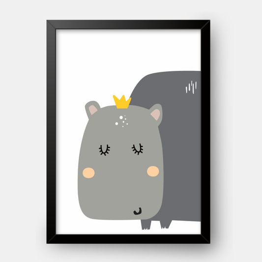 Quadro Infantil Hipopótamo Coroa