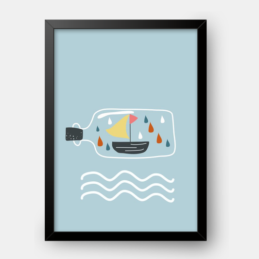 Quadro Infantil Barco na Garrafa