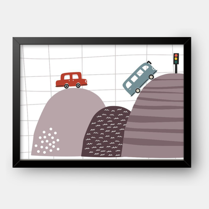 Quadro Infantil Carros na montanha