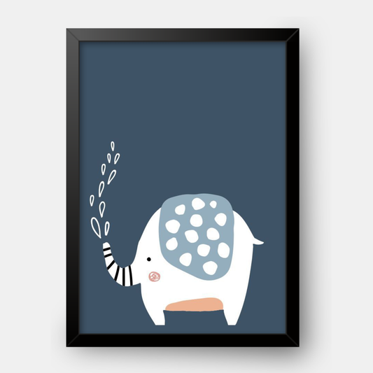 Quadro Infantil Elefante Chafariz azul