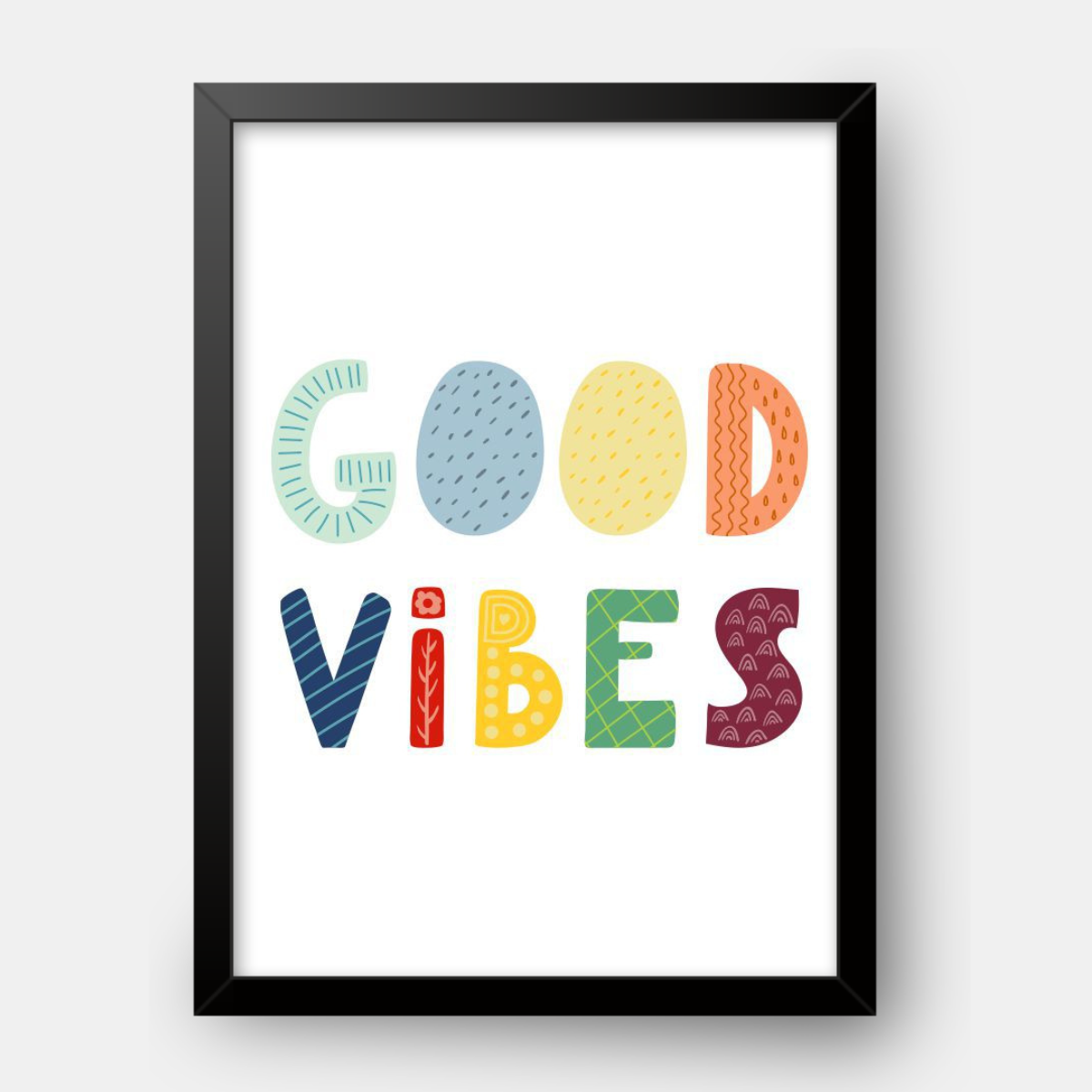 Quadro Infantil Good Vibes colorido