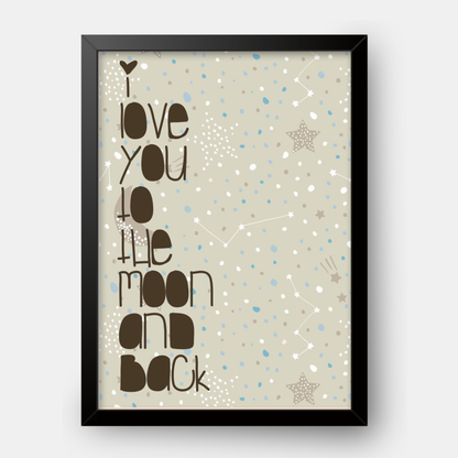 Quadro Infantil I love you to the moon and back