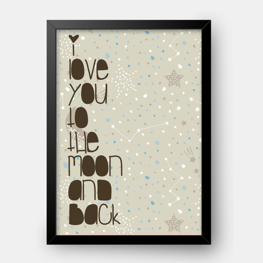 Quadro Infantil I love you to the moon and back